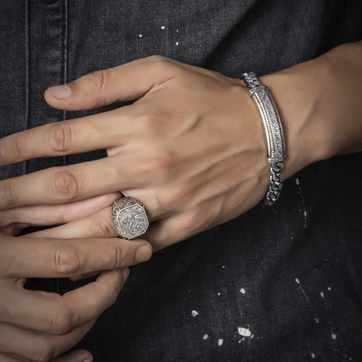 RARE PRINCE by CARAT SUTRA | Unique Design Engraved Bracelet for Men | 925 Oxidized Silver Bracelet | Men's Jewelry | With Certificate of Authenticity and 925 Hallmark - Image 8