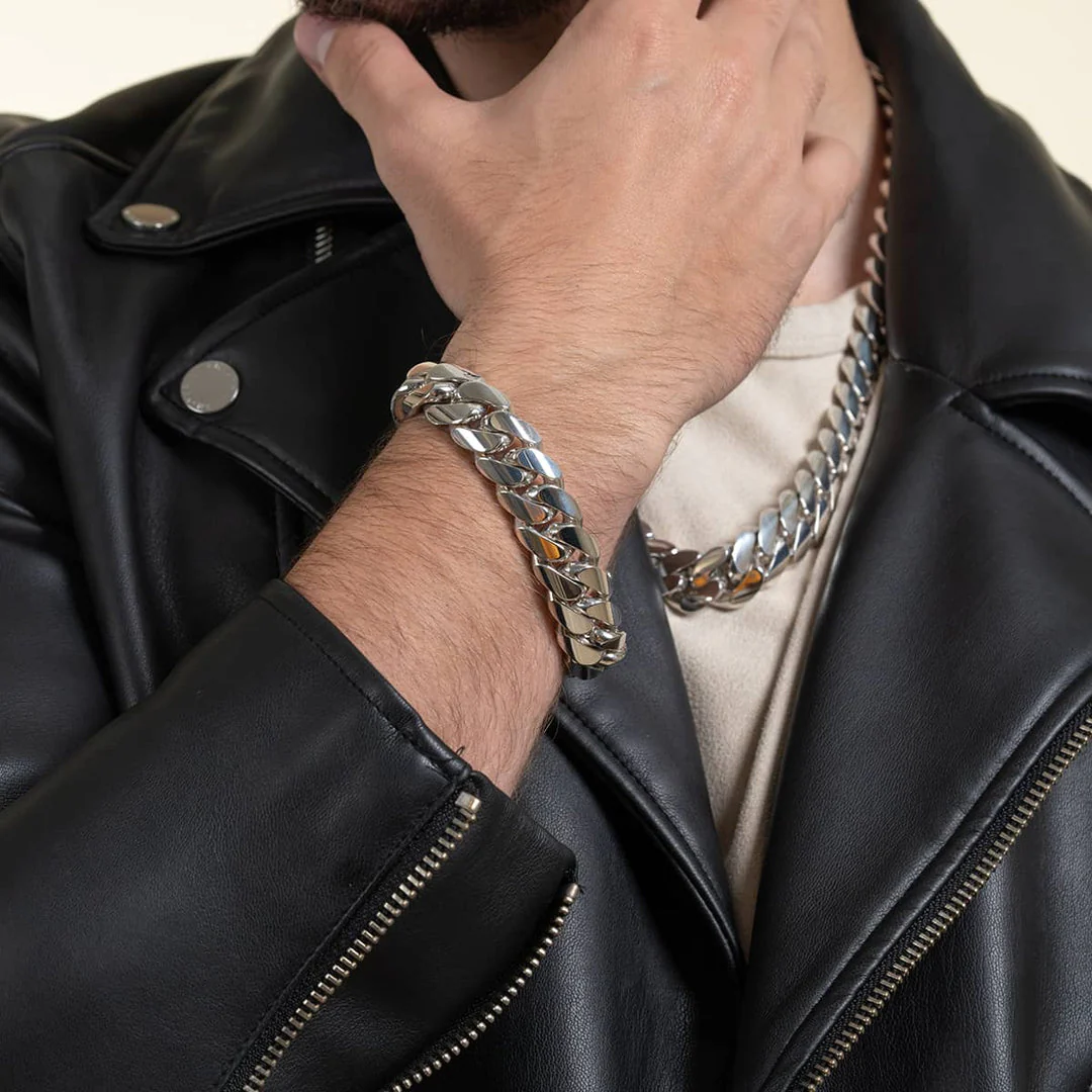 RARE PRINCE by CARAT SUTRA | 16mm Wide Solid Miami Cuban Link Bracelet 925 Sterling Silver Bracelet | Men's Jewelry | With Certificate of Authenticity and 925 Hallmark - Image 4