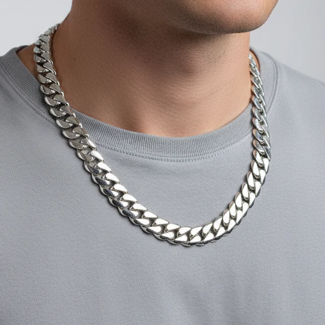 RARE PRINCE by CARAT SUTRA | 16mm Wide Solid Miami Cuban Link Chain | 925 Sterling Silver Chain | Men's Jewelry | With Certificate of Authenticity and 925 Hallmark - Image 8