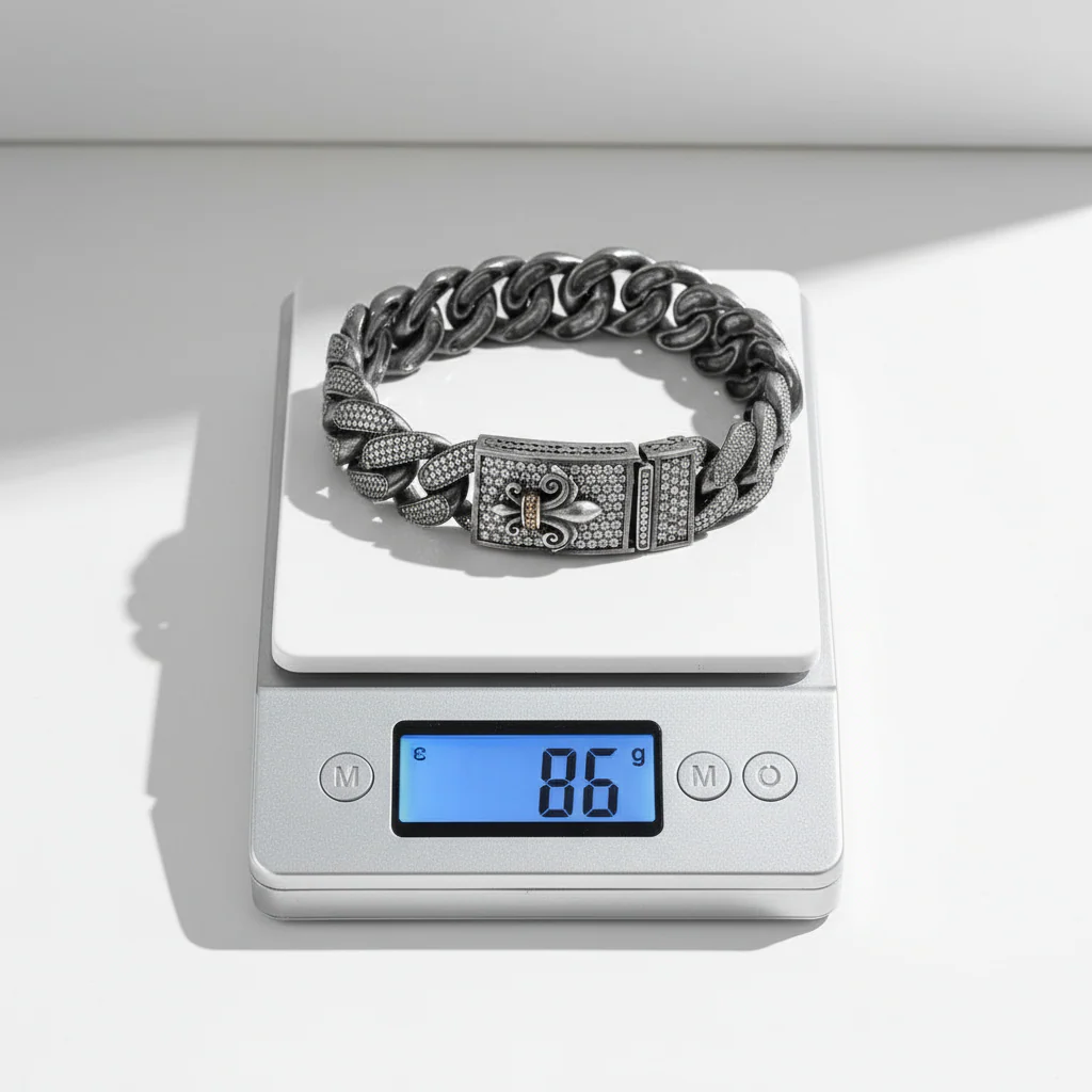 16mm Unique Fleur-De-Lis Iced Cuban Link Bracelet with Black Rhodium | Dark Oxidized 925 Silver Bracelet | With Certificate of Authenticity and 925 Hallmark - Image 6
