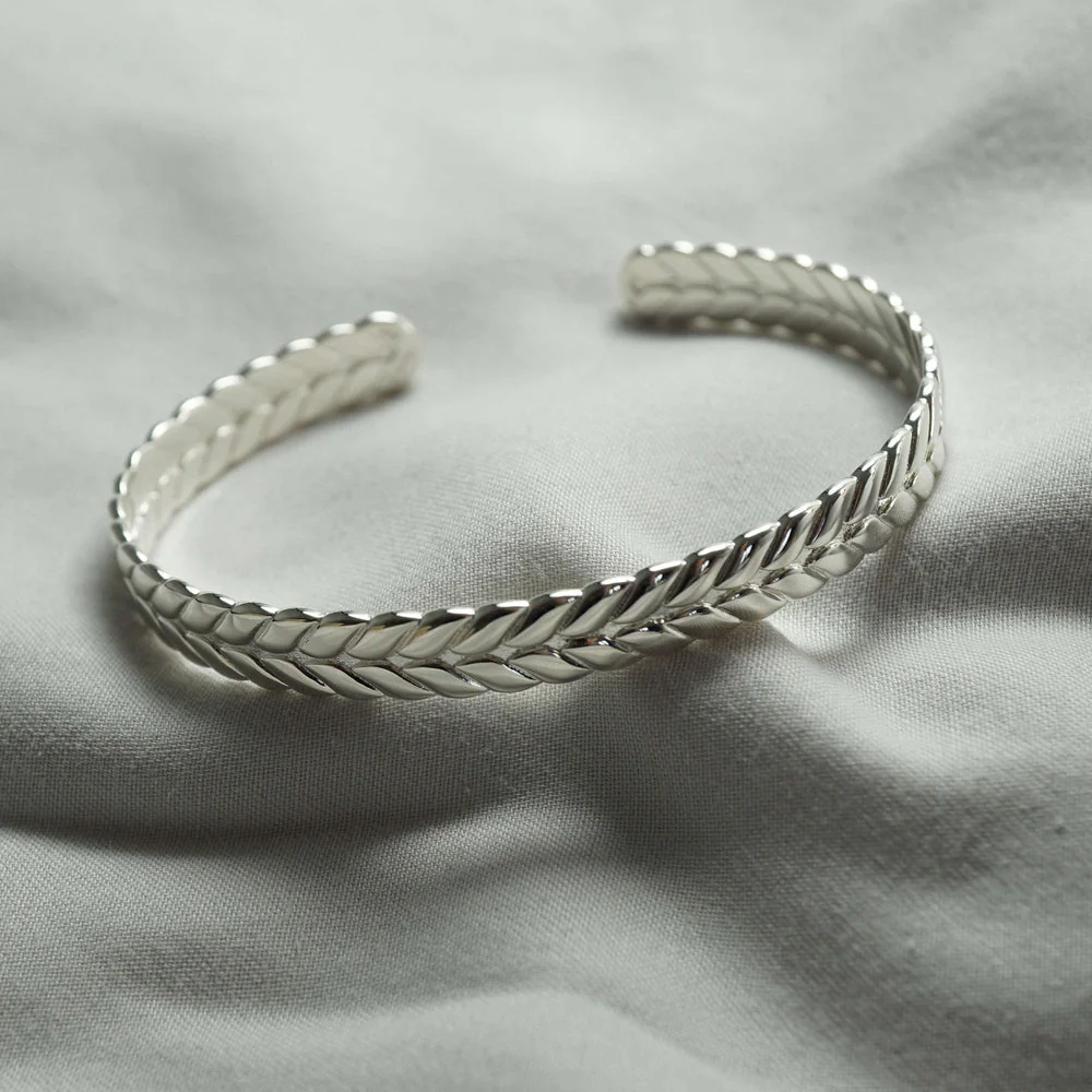 RARE PRINCE by CARAT SUTRA | Adjustable Leaf Style Bangle/kadaa/Handcuff for Men & Boys | 925 Sterling Silver Bracelet | Men's Jewelry | With Certificate of Authenticity and 925 Hallmark