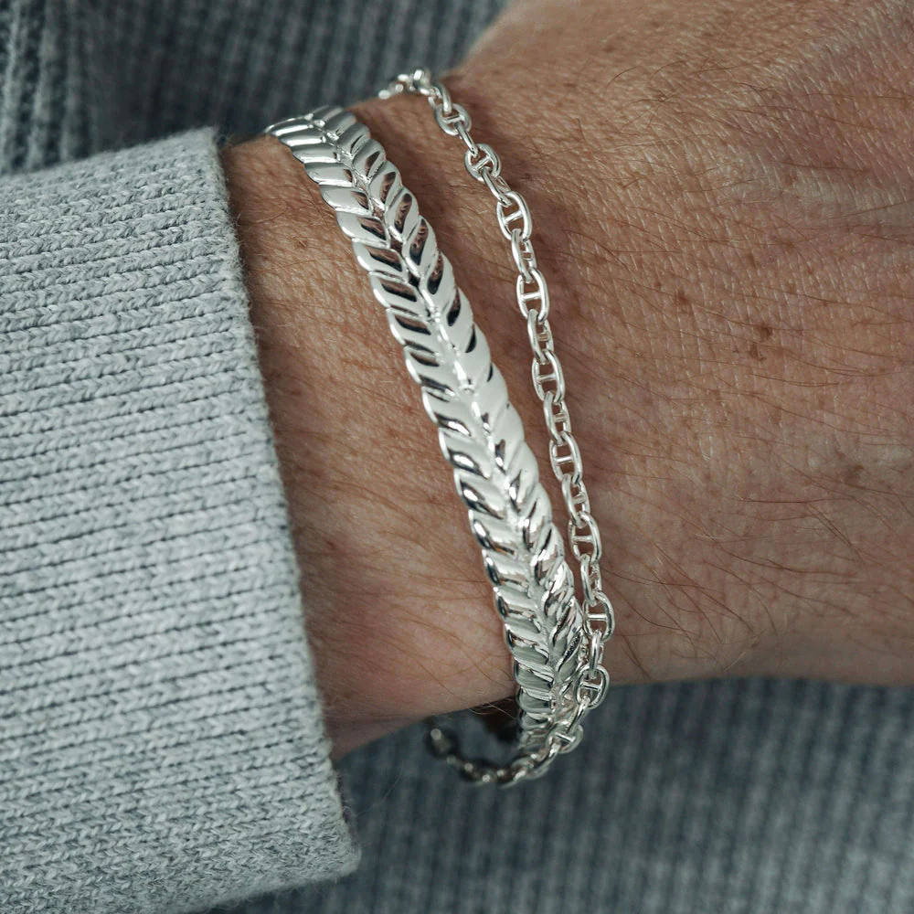 RARE PRINCE by CARAT SUTRA | Adjustable Leaf Style Bangle/kadaa/Handcuff for Men & Boys | 925 Sterling Silver Bracelet | Men's Jewelry | With Certificate of Authenticity and 925 Hallmark - Image 7