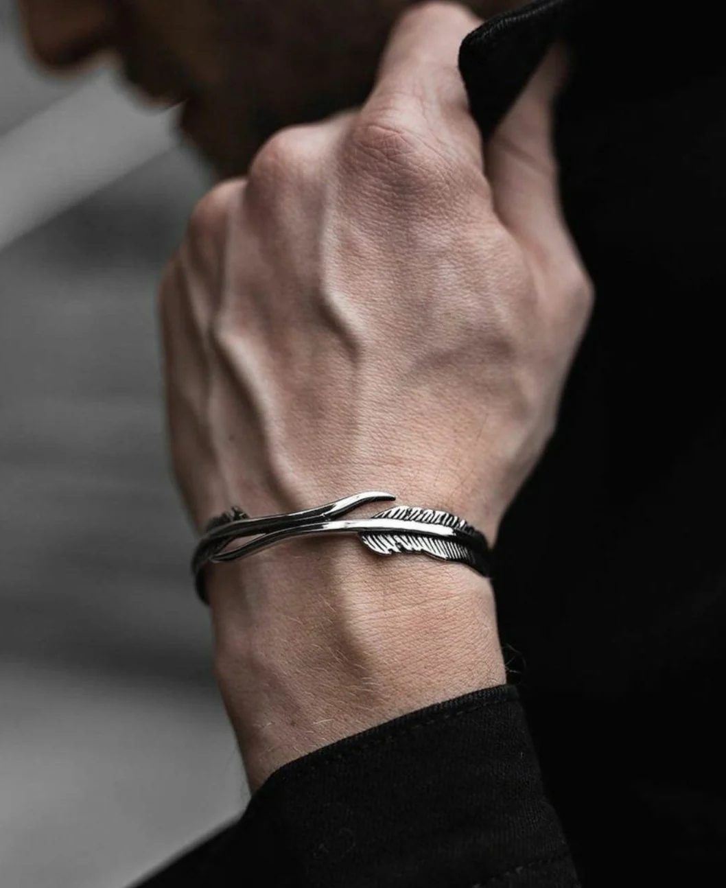 RARE PRINCE by CARAT SUTRA | Unique Adjustable Feather Style Bangle/kadaa/Handcuff for Men & Boys | 925 Sterling Silver Bracelet | Men's Jewelry | With Certificate of Authenticity and 925 Hallmark - Image 7