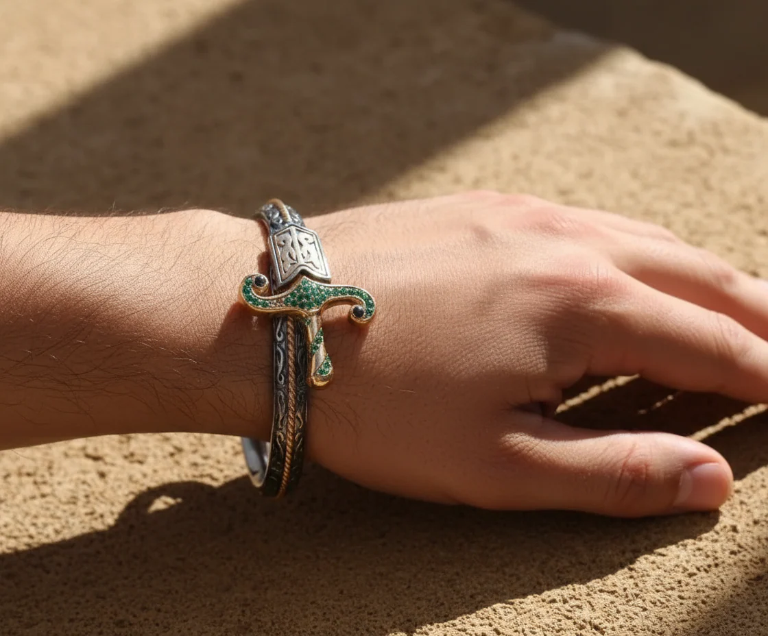 RARE PRINCE by CARAT SUTRA | Exclusive Adjustable Silver Sword Handcuff Bracelet for Men & Boys | 925 Sterling Silver Bracelet | Men's Jewelry | With Certificate of Authenticity and 925 Hallmark - Image 2