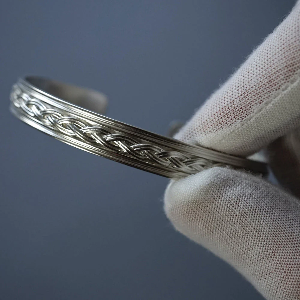 RARE PRINCE by CARAT SUTRA | Adjustable Braided Style Bangle/kadaa/Handcuff for Men & Boys | 925 Sterling Silver Bracelet | Men's Jewelry | With Certificate of Authenticity and 925 Hallmark - Image 3