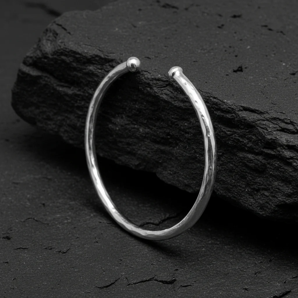 RARE PRINCE by CARAT SUTRA | Adjustable Hammered Style Bangle/kadaa/Handcuff for Men & Boys | 925 Sterling Silver Bracelet | Men's Jewelry | With Certificate of Authenticity and 925 Hallmark