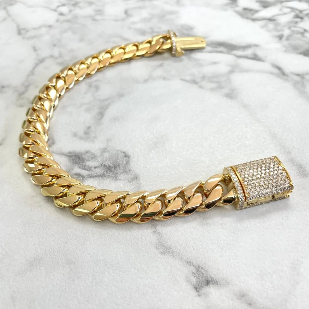 RARE PRINCE by CARAT SUTRA | Solid 10mm Miami Cuban Link Bracelet with Iced Lock | 22kt Gold Micron Plated on 925 Sterling Silver Bracelet with AAA+ Quality Swarovski Diamonds | Men's Jewelry | With Certificate of Authenticity and 925 Hallmark - Image 5