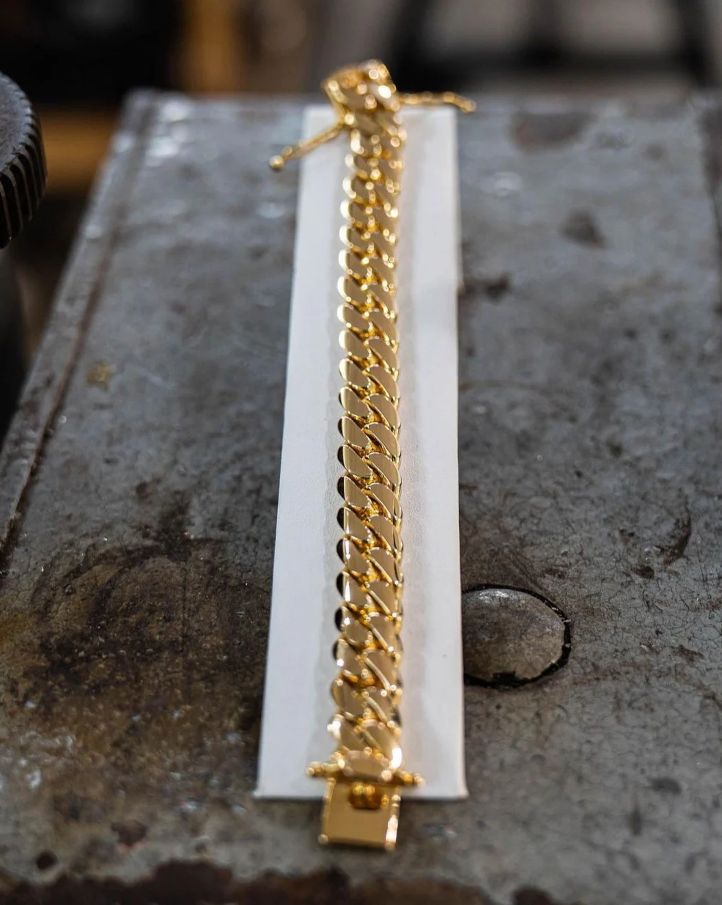 RARE PRINCE by CARAT SUTRA | 14mm Wide Solid Miami Cuban Link Bracelet | 22kt Gold Micron Plated 925 Sterling Silver Bracelet | Men's Jewelry | With Certificate of Authenticity and 925 Hallmark