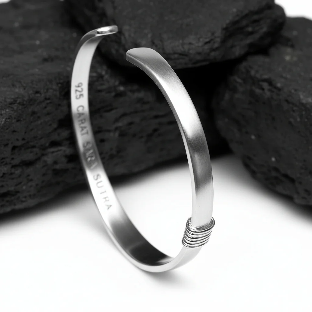 RARE PRINCE by CARAT SUTRA | Adjustable Armreif Style Bangle/kadaa/Handcuff for Men & Boys | 925 Sterling Silver Bracelet | Men's Jewelry | With Certificate of Authenticity and 925 Hallmark