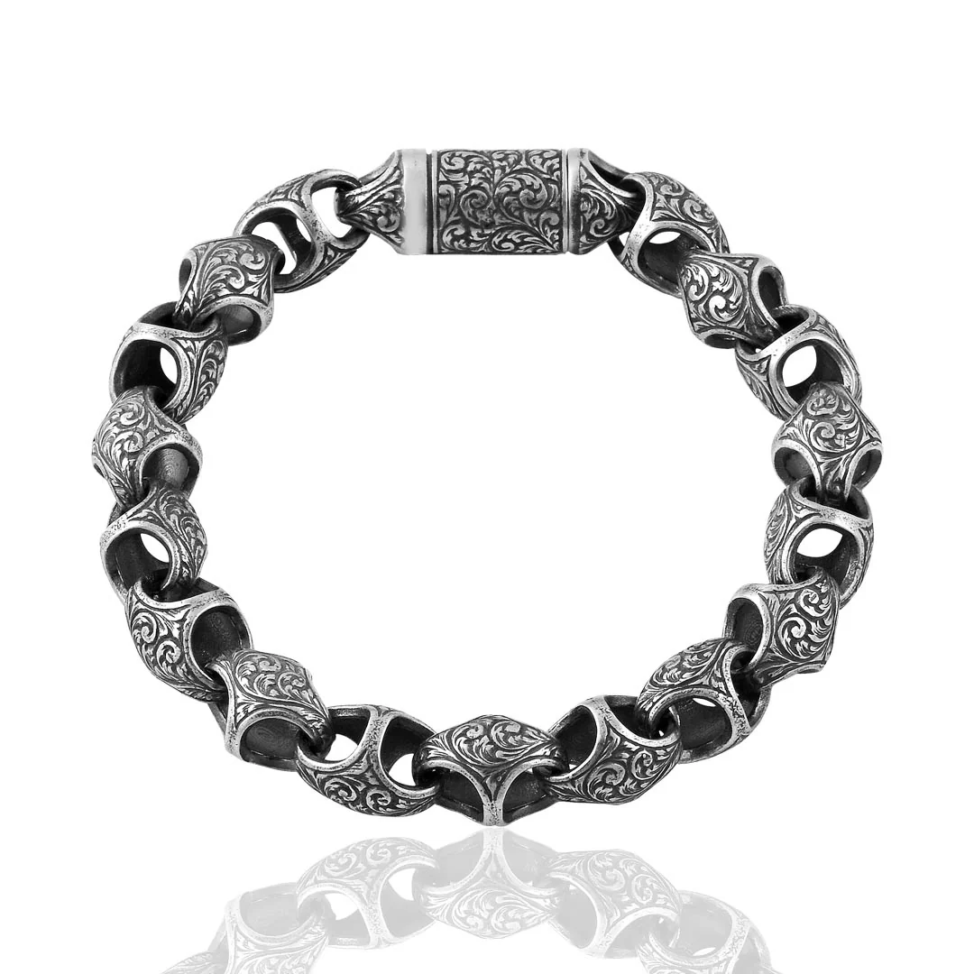 RARE PRINCE by CARAT SUTRA | Unique Vintage Retro Oxidized Bracelet for Men | 925 Sterling Silver Bracelet | Men's Jewelry | With Certificate of Authenticity and 925 Hallmark