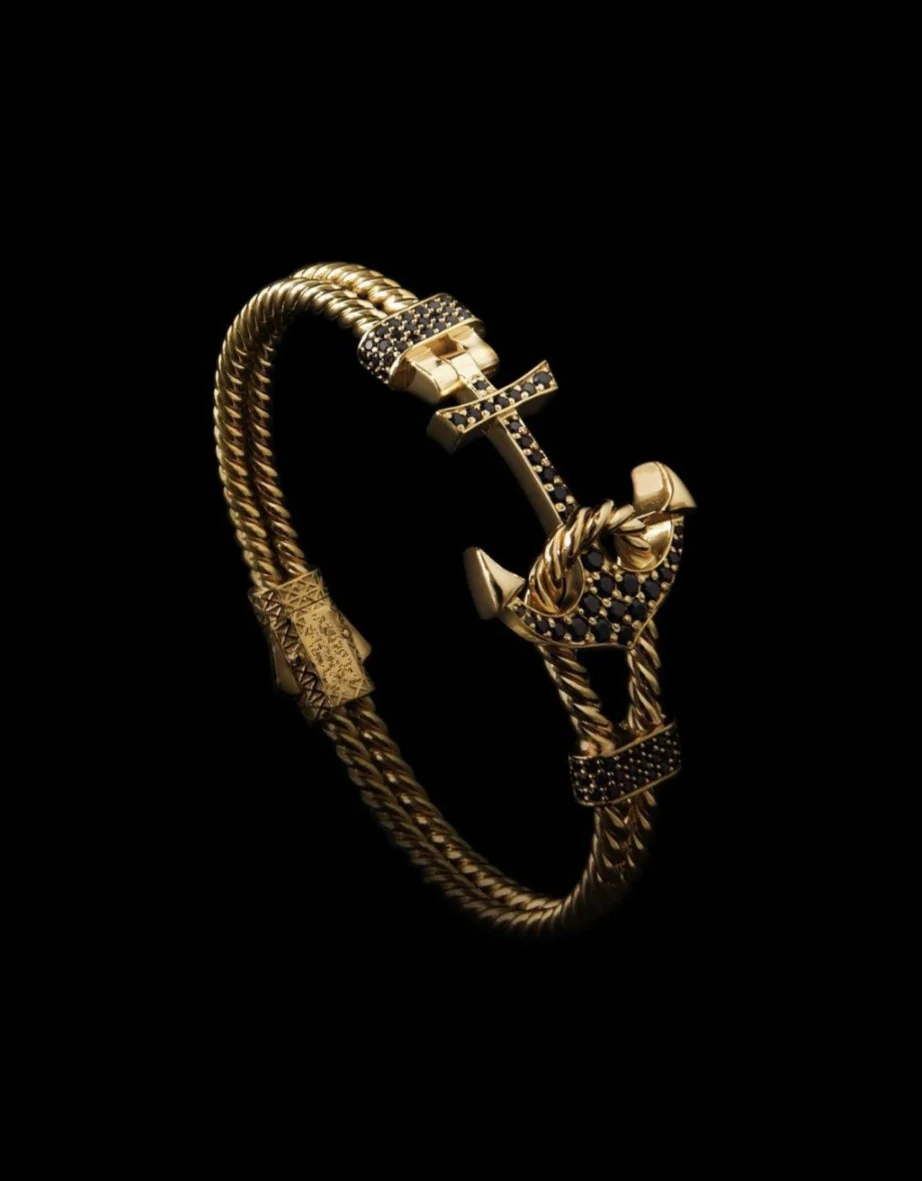 Twined Solid Anchor Bangle Bracelet for Men, 925 Sterling Silver/ 22kt Micron Gold Plated Silver Bracelet| With Certificate of Authenticity and 925 Hallmark - Image 7