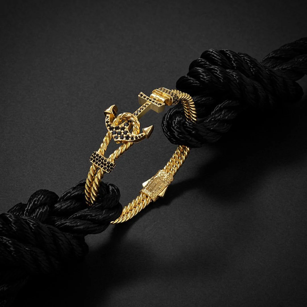 Twined Solid Anchor Bangle Bracelet for Men, 925 Sterling Silver/ 22kt Micron Gold Plated Silver Bracelet| With Certificate of Authenticity and 925 Hallmark - Image 8