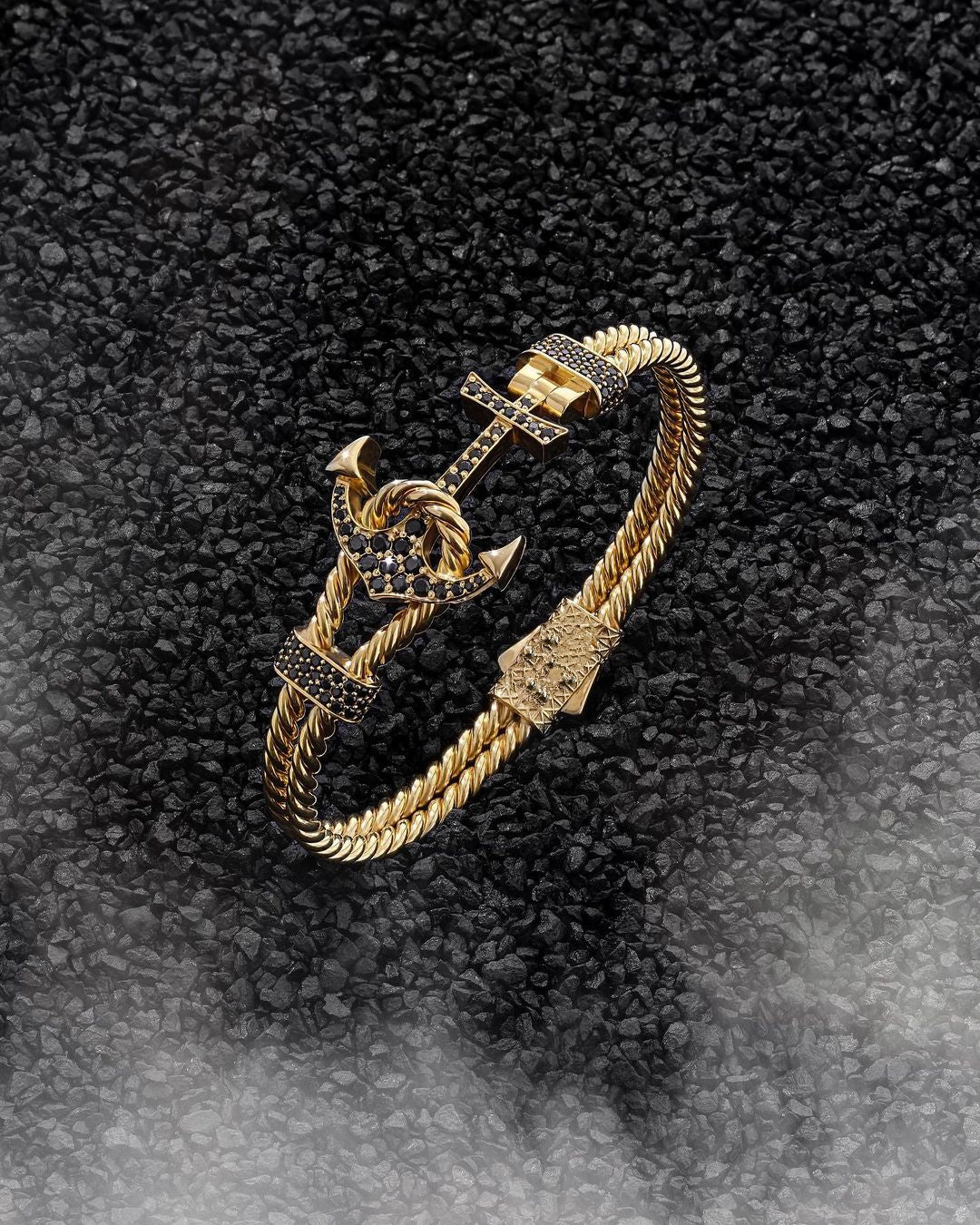 Twined Solid Anchor Bangle Bracelet for Men, 925 Sterling Silver/ 22kt Micron Gold Plated Silver Bracelet| With Certificate of Authenticity and 925 Hallmark - Image 9