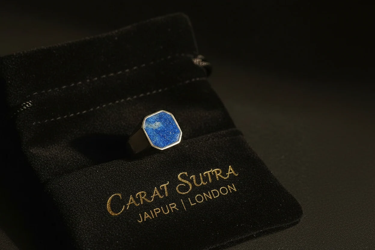 RARE PRINCE by CARAT SUTRA | Classic Signet Ring with Natural Lapis Lazuli | 925 Sterling Silver Ring | Men's Jewelry | With Certificate of Authenticity and 925 Hallmark - Image 3