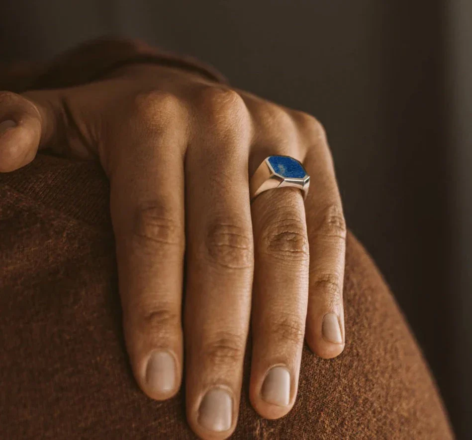 RARE PRINCE by CARAT SUTRA | Classic Signet Ring with Natural Lapis Lazuli | 925 Sterling Silver Ring | Men's Jewelry | With Certificate of Authenticity and 925 Hallmark - Image 5