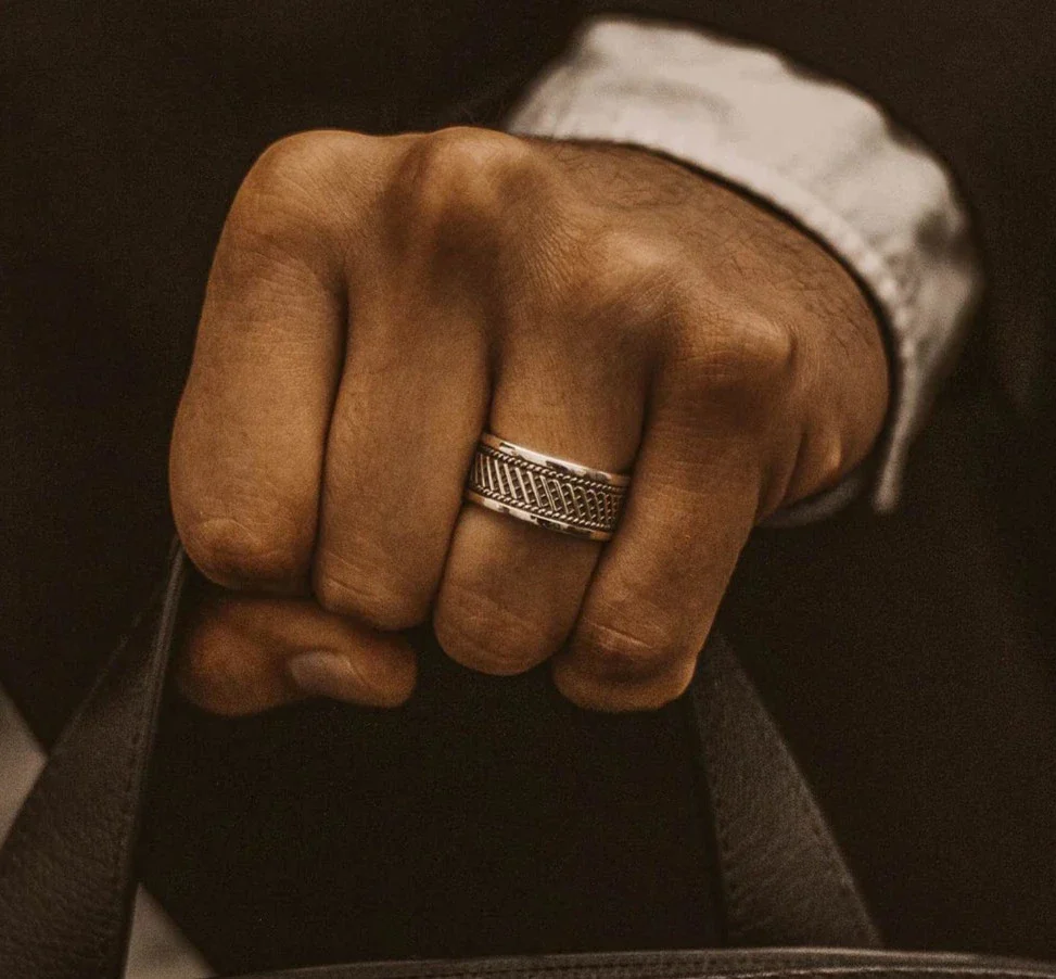 RARE PRINCE by CARAT SUTRA | Classic Oxidized Silver Band | 925 Sterling Silver Ring | Men's Jewelry | With Certificate of Authenticity and 925 Hallmark - Image 2