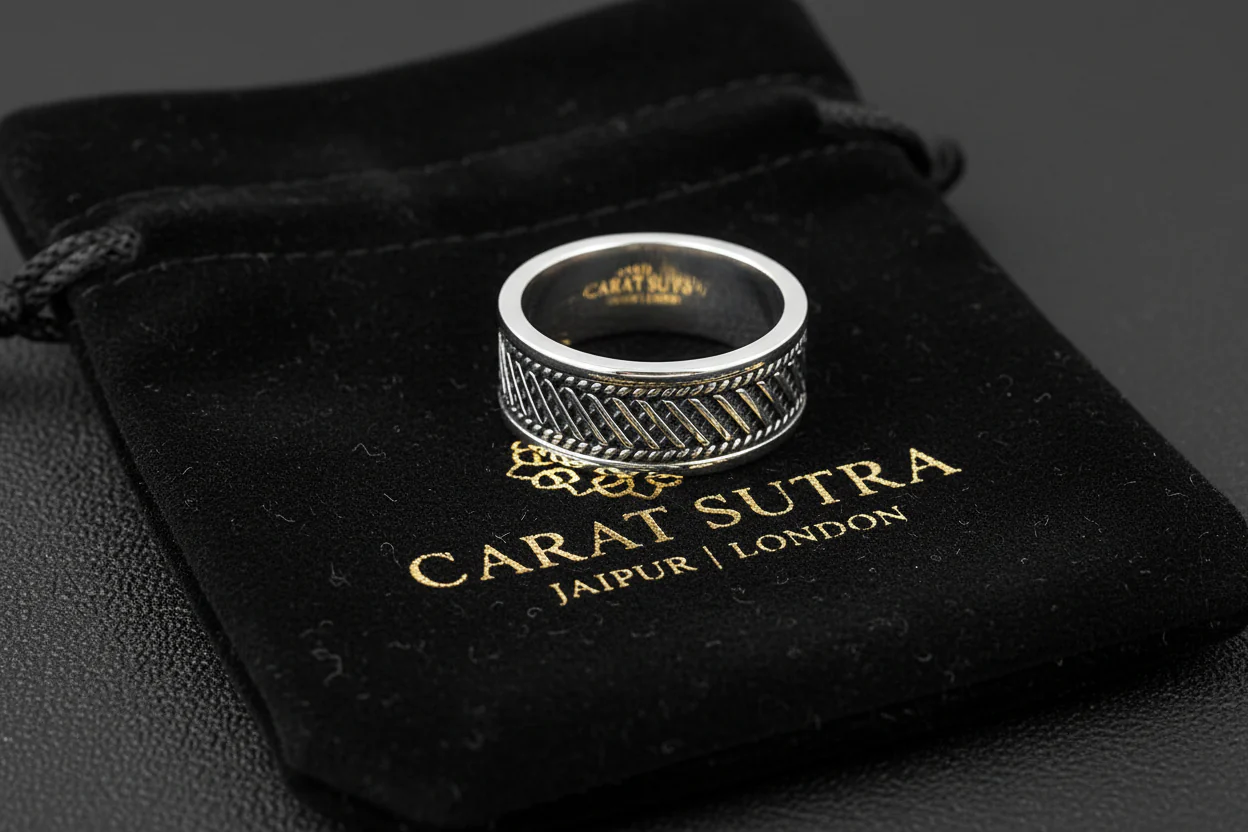 RARE PRINCE by CARAT SUTRA | Classic Oxidized Silver Band | 925 Sterling Silver Ring | Men's Jewelry | With Certificate of Authenticity and 925 Hallmark - Image 4