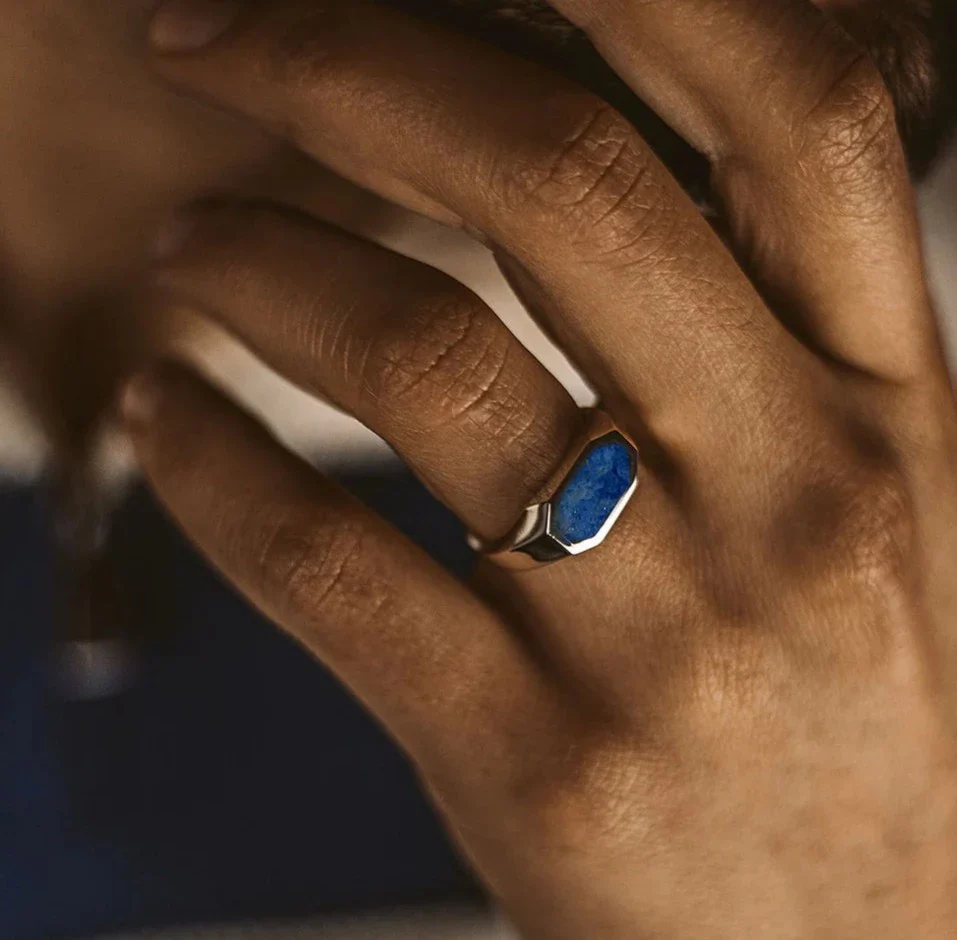 RARE PRINCE by CARAT SUTRA | Elegant Signet Ring with Natural Lapis Lazuli | 925 Sterling Silver Ring | Men's Jewelry | With Certificate of Authenticity and 925 Hallmark - Image 2