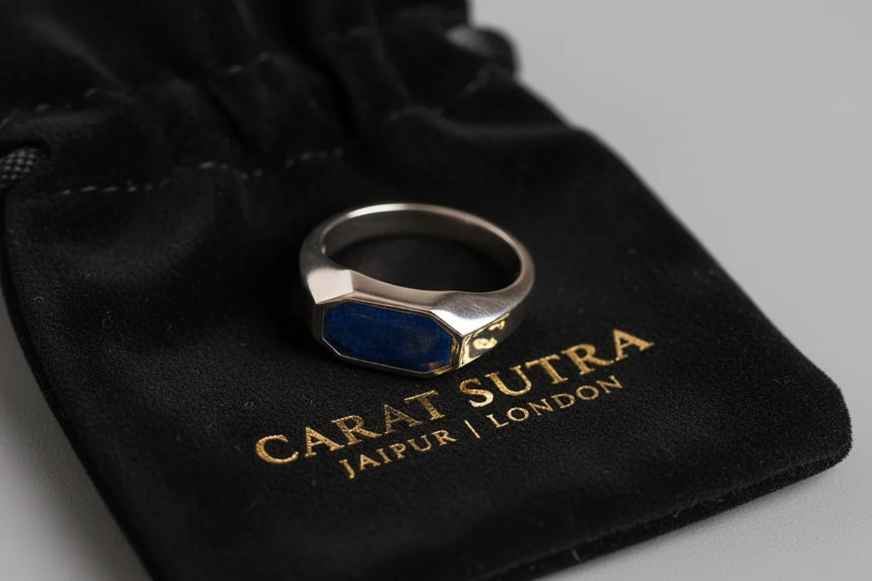 RARE PRINCE by CARAT SUTRA | Elegant Signet Ring with Natural Lapis Lazuli | 925 Sterling Silver Ring | Men's Jewelry | With Certificate of Authenticity and 925 Hallmark - Image 3