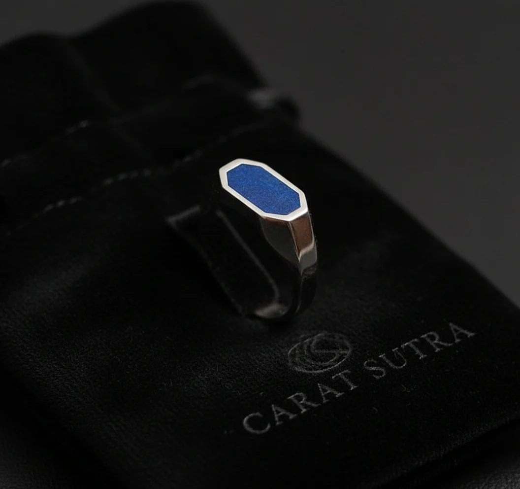 RARE PRINCE by CARAT SUTRA | Elegant Signet Ring with Natural Lapis Lazuli | 925 Sterling Silver Ring | Men's Jewelry | With Certificate of Authenticity and 925 Hallmark - Image 4