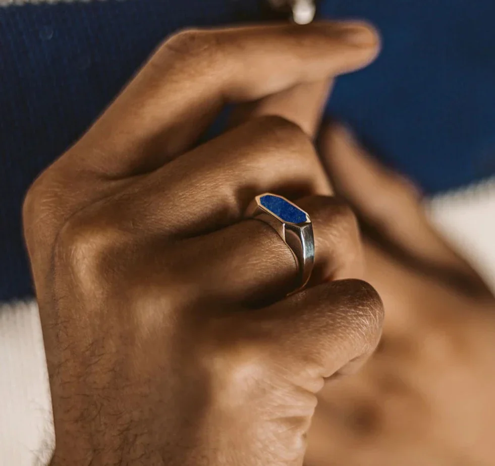 RARE PRINCE by CARAT SUTRA | Elegant Signet Ring with Natural Lapis Lazuli | 925 Sterling Silver Ring | Men's Jewelry | With Certificate of Authenticity and 925 Hallmark - Image 6