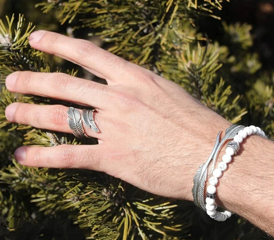 RARE PRINCE by CARAT SUTRA | Exclusive Feather Style Signet Ring for Men, Oxidized Sterling Silver 925 Ring | Jewellery for Men| With Certificate of Authenticity and 925 Hallmark