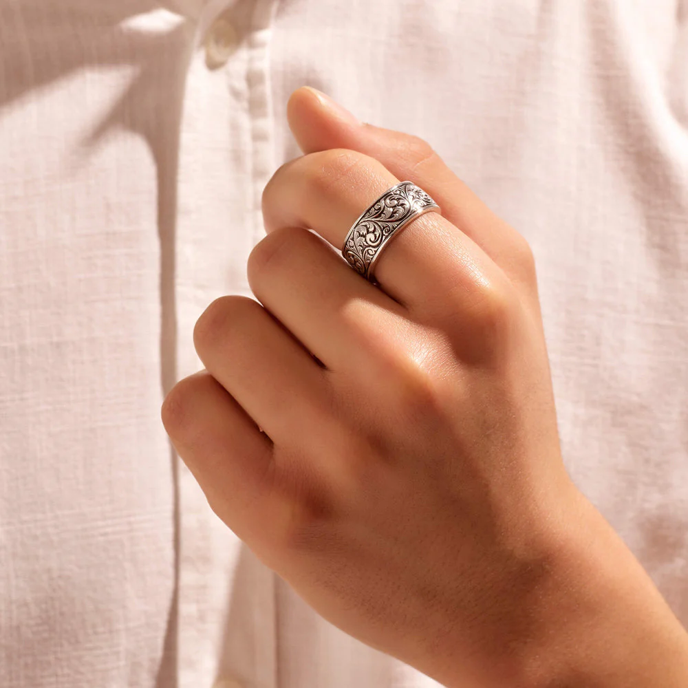 RARE PRINCE by CARAT SUTRA | Exclusive Classic Band Ring for Men, Oxidized Sterling Silver 925 Ring | Jewellery for Men| With Certificate of Authenticity and 925 Hallmark - Image 3