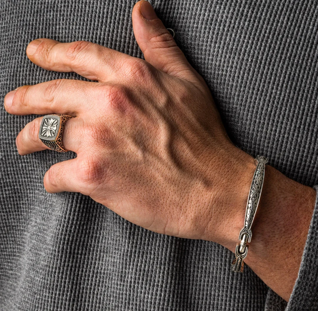 RARE PRINCE by CARAT SUTRA | Exclusive Cross Vintage Byzantine Style Signet Ring for Men, Oxidized Sterling Silver 925 Ring | Jewellery for Men| With Certificate of Authenticity and 925 Hallmark - Image 4