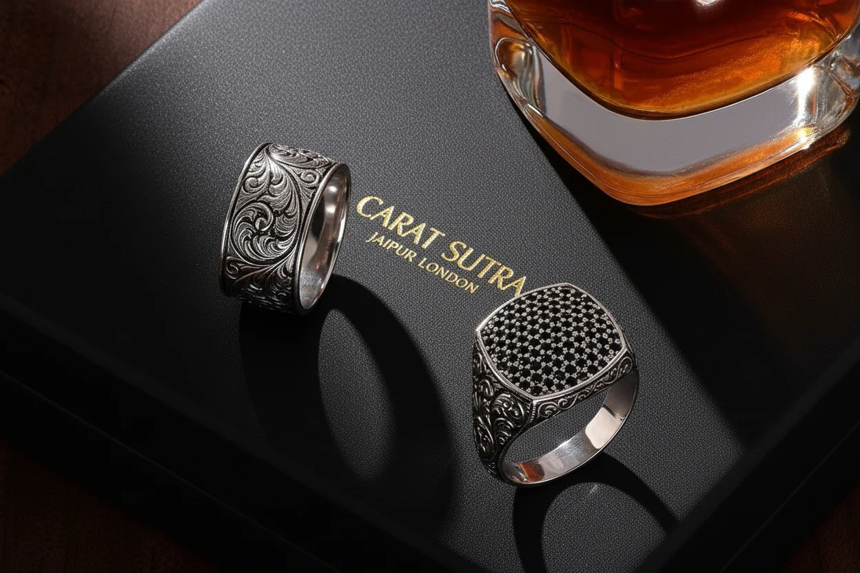 10mm wide Hand-Engraved Premium Classic Band Ring, Oxidized Sterling Silver 925 Ring |With Certificate of Authenticity and 925 Hallmark - Image 3