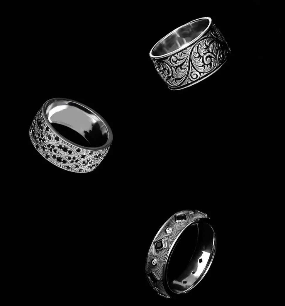 10mm wide Hand-Engraved Premium Classic Band Ring, Oxidized Sterling Silver 925 Ring |With Certificate of Authenticity and 925 Hallmark - Image 8