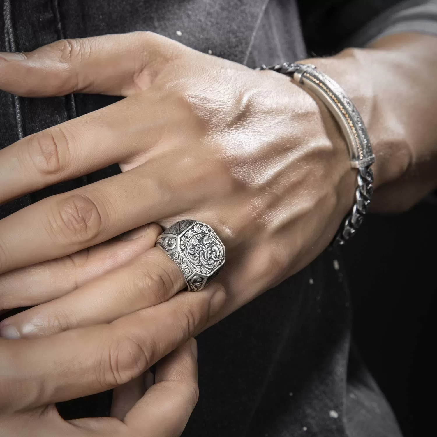 RARE PRINCE by CARAT SUTRA | Exclusive Hand Engraved Ring for Men, Oxidized Sterling Silver 925 Ring | Jewellery for Men| With Certificate of Authenticity and 925 Hallmark - Image 3
