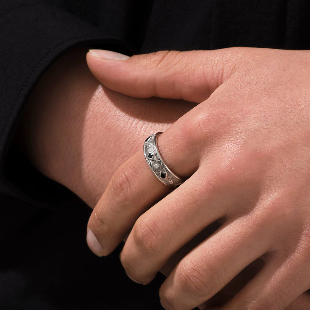 RARE PRINCE by CARAT SUTRA | Exclusive Sunbeam Band Ring for Men, Oxidized Sterling Silver 925 Ring | Jewellery for Men| With Certificate of Authenticity and 925 Hallmark - Image 2