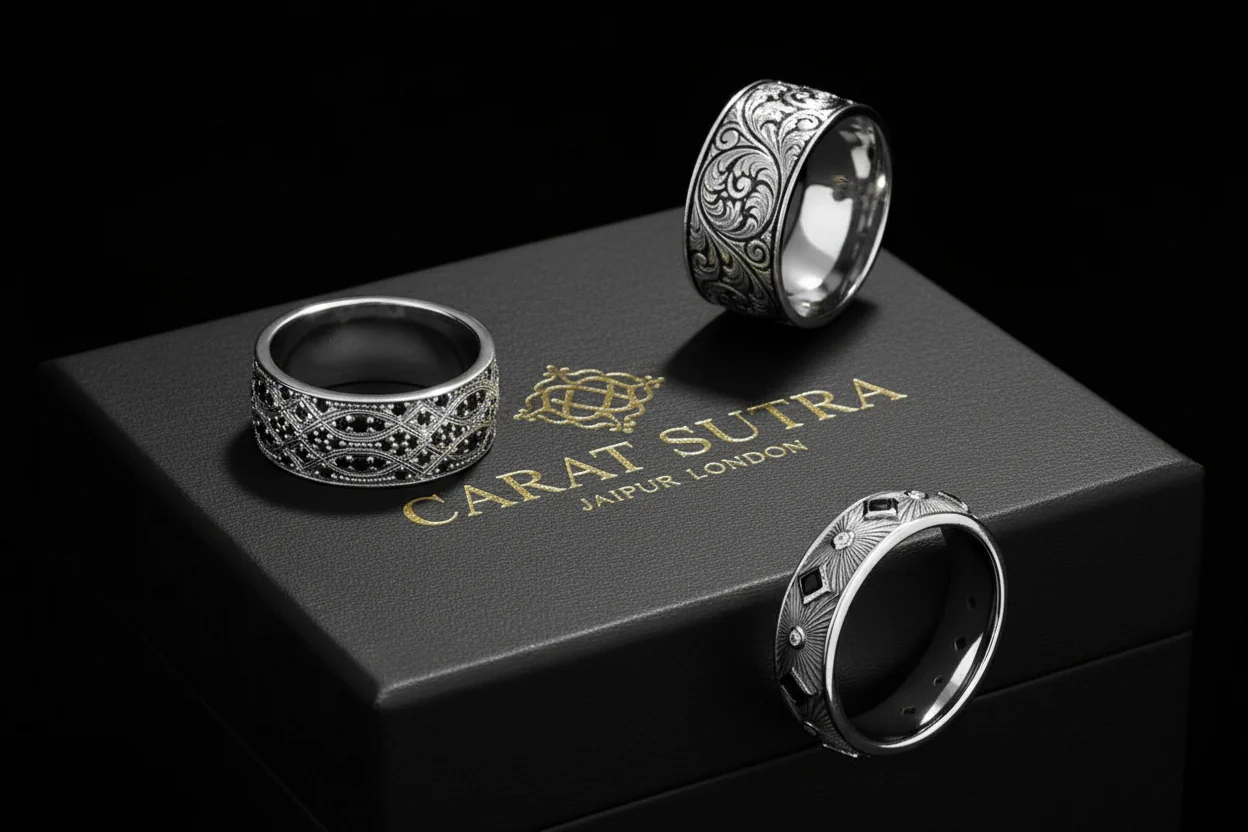 RARE PRINCE by CARAT SUTRA | Exclusive Sunbeam Band Ring for Men, Oxidized Sterling Silver 925 Ring | Jewellery for Men| With Certificate of Authenticity and 925 Hallmark - Image 8