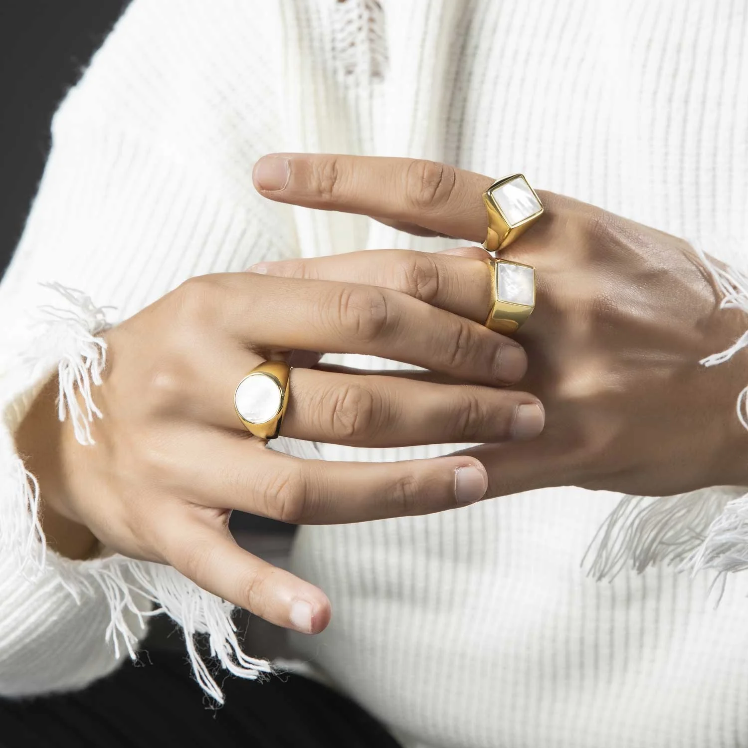 RARE PRINCE by CARAT SUTRA | Exclusive Classic Gold Signet Statement Ring with Natural Pearl/ Tiger Eye, Sterling Silver 925 Ring | Jewellery for Men| With Certificate of Authenticity and 925 Hallmark - Image 10