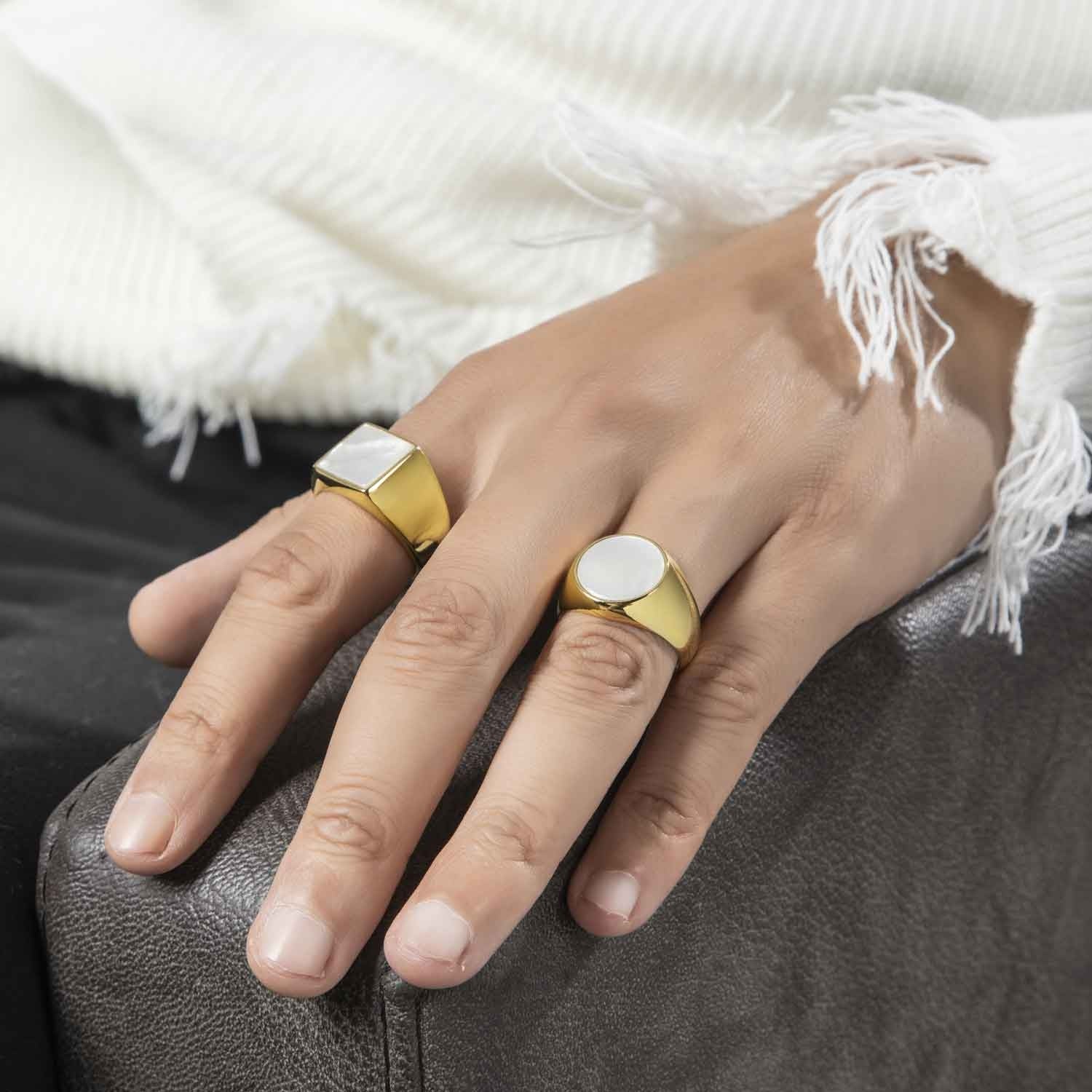 RARE PRINCE by CARAT SUTRA | Exclusive Classic Gold Signet Statement Ring with Natural Pearl/ Tiger Eye, Sterling Silver 925 Ring | Jewellery for Men| With Certificate of Authenticity and 925 Hallmark - Image 8