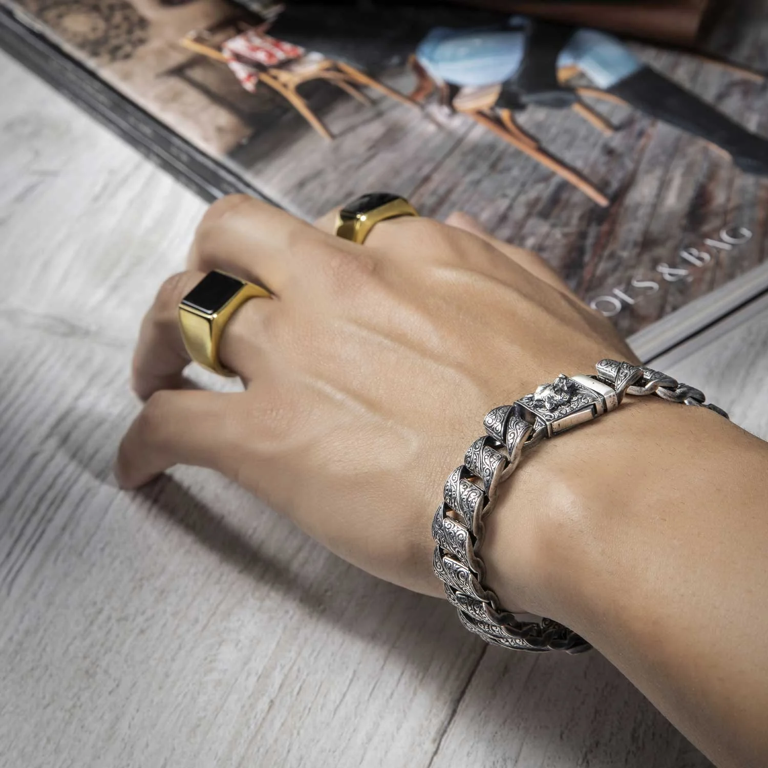 RARE PRINCE by CARAT SUTRA | Exclusive Classic Gold Signet Statement Ring with Faceted Black Zircon/ Red Zircon, Sterling Silver 925 Ring | Jewellery for Men| With Certificate of Authenticity and 925 Hallmark - Image 8