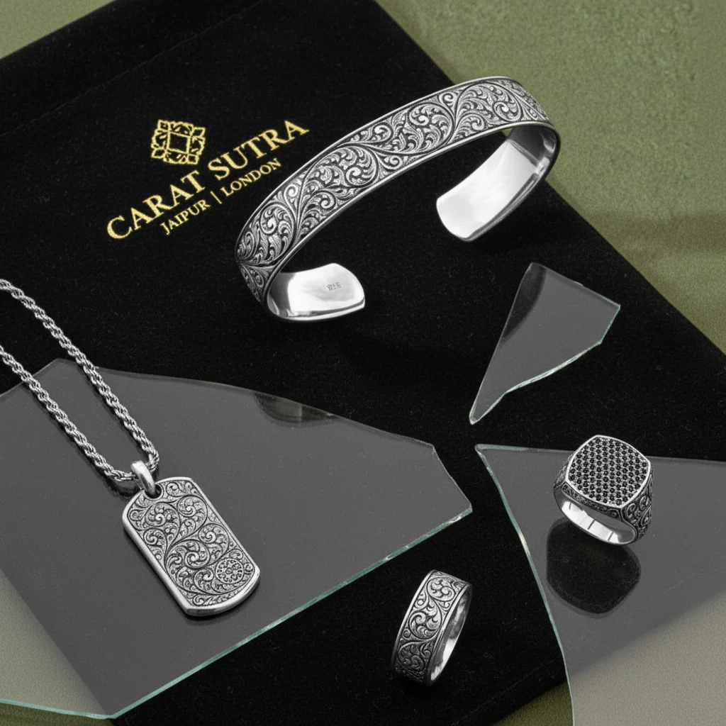 RARE PRINCE by CARAT SUTRA | Exclusive Classic Cushion Pave Ring Studded with Black Zircons, Sterling Silver 925 Ring | Jewellery for Men| With Certificate of Authenticity and 925 Hallmark - Image 6