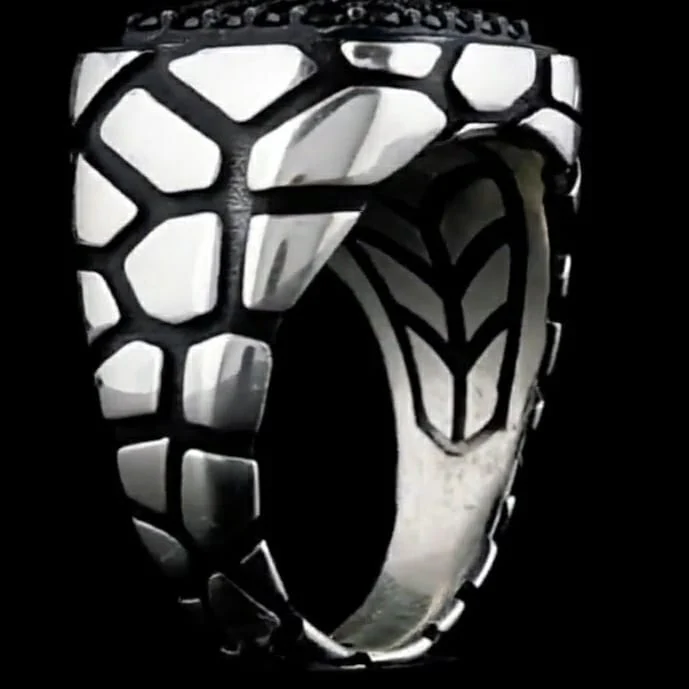 RARE PRINCE by CARAT SUTRA | Exclusive Classic Signet Statement Ring Studded with Black Zircons, Sterling Silver 925 Ring | Jewellery for Men| With Certificate of Authenticity and 925 Hallmark - Image 3