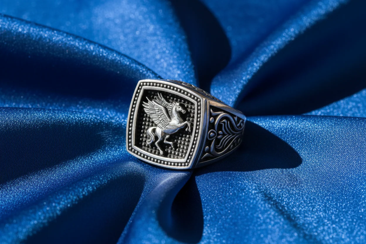 Exclusive Horse (Pegasus) Vintage Byzantine Style Signet Ring, Oxidized Sterling Silver 925 Ring | With Certificate of Authenticity and 925 Hallmark - Image 6