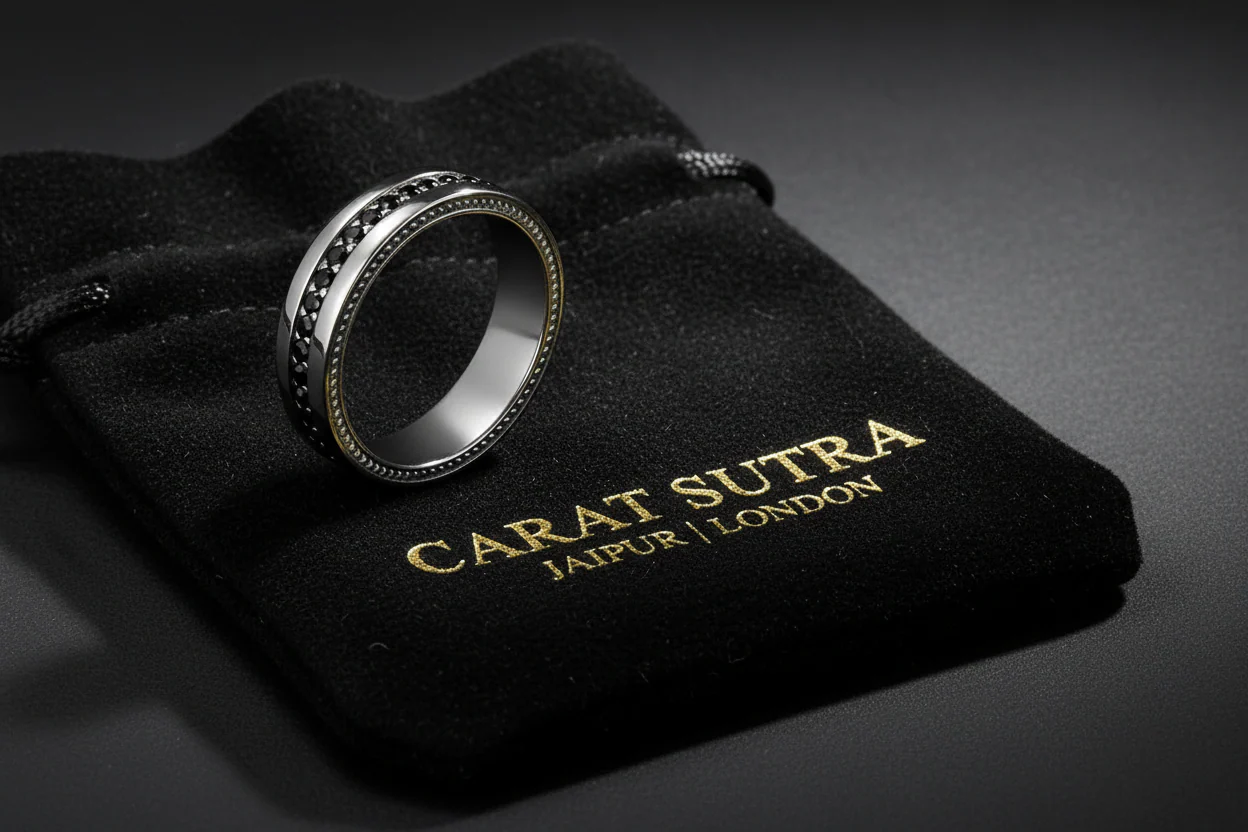 RARE PRINCE by CARAT SUTRA | Exclusive Pave Band Ring for Men, Sterling Silver 925 Ring | Jewellery for Men| With Certificate of Authenticity and 925 Hallmark - Image 4
