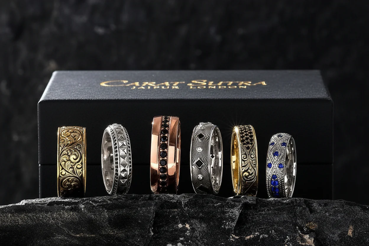 RARE PRINCE by CARAT SUTRA | Exclusive Pave Band Ring for Men, Sterling Silver 925 Ring | Jewellery for Men| With Certificate of Authenticity and 925 Hallmark - Image 6