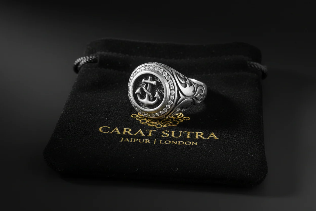 RARE PRINCE by CARAT SUTRA | Exclusive Turkish Style Sailor's Anchor Ring for Men, Oxidized Sterling Silver 925 Ring | Jewellery for Men| With Certificate of Authenticity and 925 Hallmark - Image 2