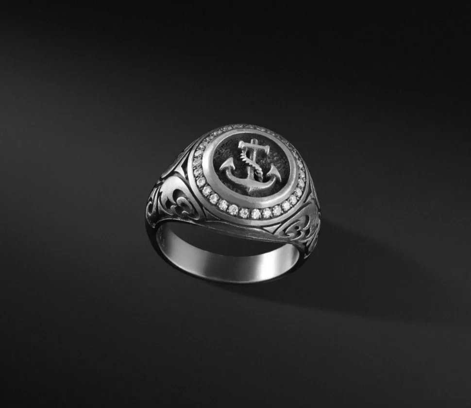 RARE PRINCE by CARAT SUTRA | Exclusive Turkish Style Sailor's Anchor Ring for Men, Oxidized Sterling Silver 925 Ring | Jewellery for Men| With Certificate of Authenticity and 925 Hallmark - Image 3