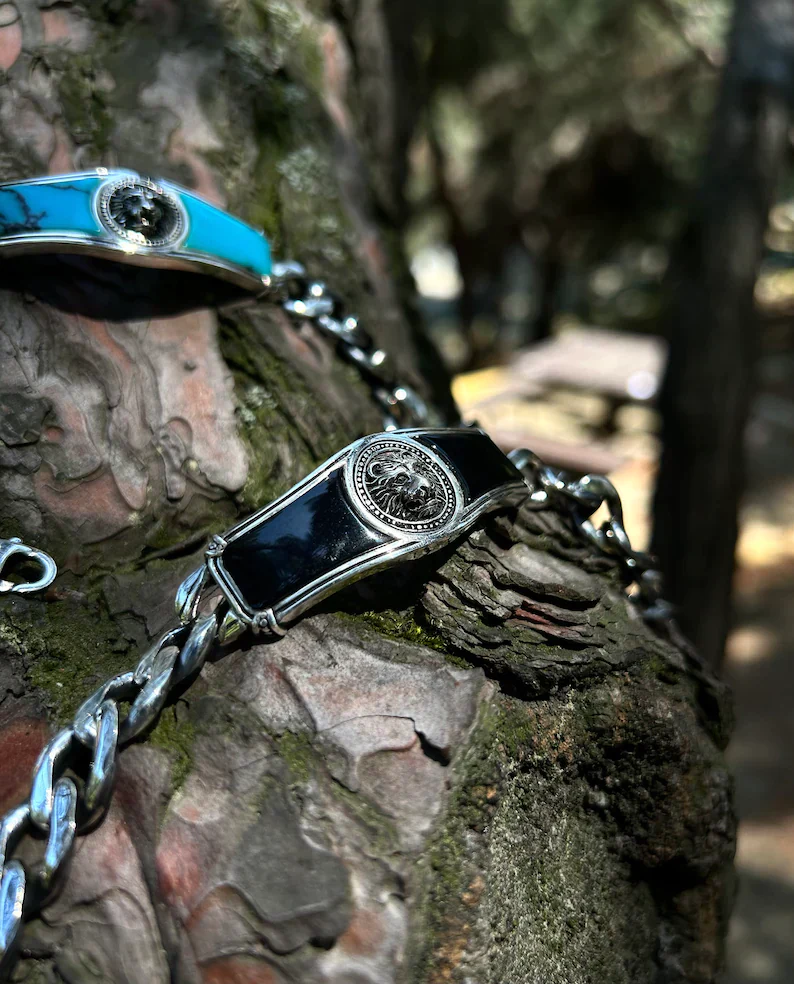 RARE PRINCE by CARAT SUTRA | Heavy Lion Chain Bracelet with Natural Black Onyx for Men | 925 Sterling Silver Bracelet | Men's Jewelry | With Certificate of Authenticity and 925 Hallmark - Image 6