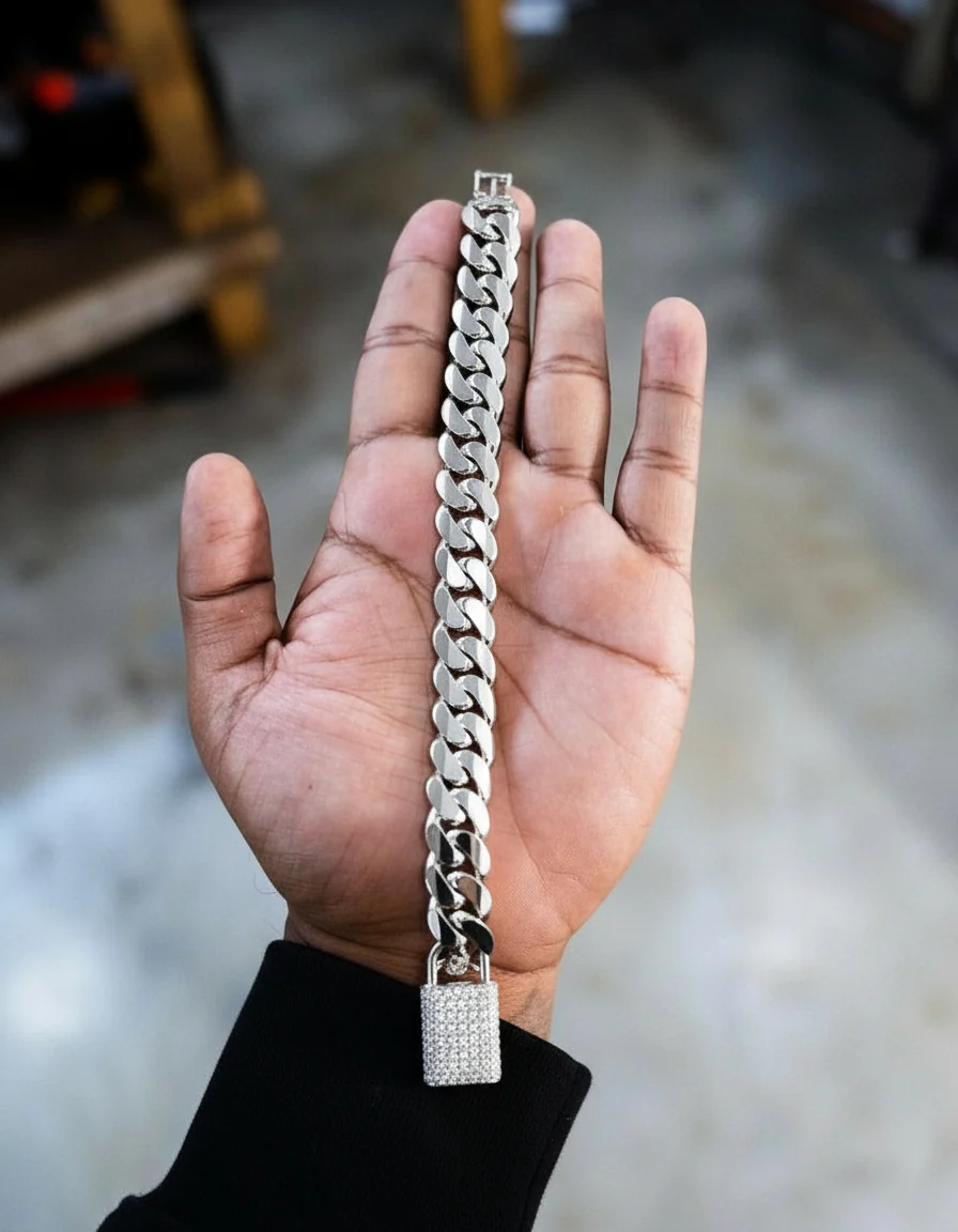 RARE PRINCE by CARAT SUTRA | Solid 12mm Miami Cuban Link Bracelet with Iced Lock | 22kt Gold Micron Plated on 925 Sterling Silver Bracelet with AAA+ Quality Swarovski Diamonds | Men's Jewelry | With Certificate of Authenticity and 925 Hallmark