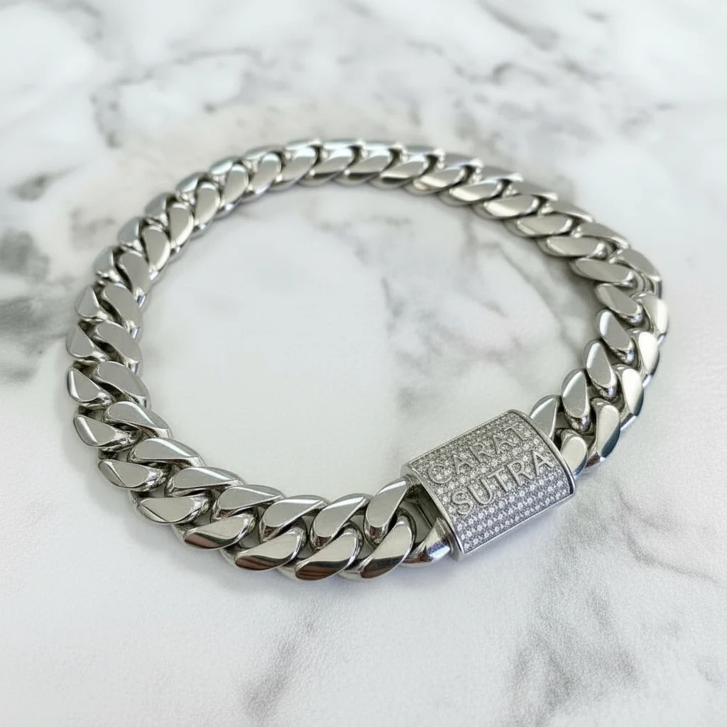 RARE PRINCE by CARAT SUTRA | Solid 12mm Miami Cuban Link Bracelet with Iced Lock | 22kt Gold Micron Plated on 925 Sterling Silver Bracelet with AAA+ Quality Swarovski Diamonds | Men's Jewelry | With Certificate of Authenticity and 925 Hallmark - Image 3