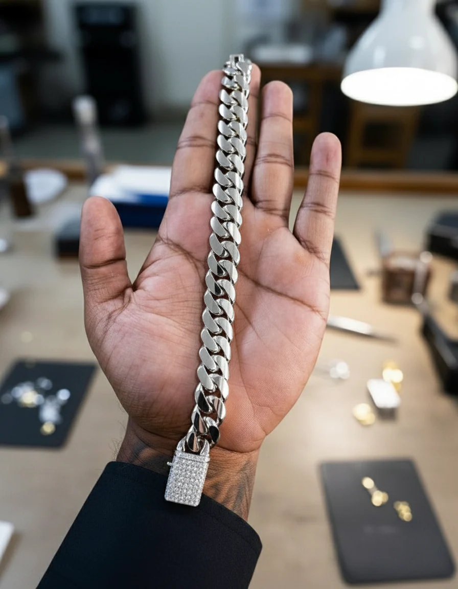 RARE PRINCE by CARAT SUTRA | Solid 16mm Miami Cuban Link Bracelet with Iced Lock | 22kt Gold Micron Plated on 925 Sterling Silver Bracelet with AAA+ Quality Swarovski Diamonds | Men's Jewelry | With Certificate of Authenticity and 925 Hallmark