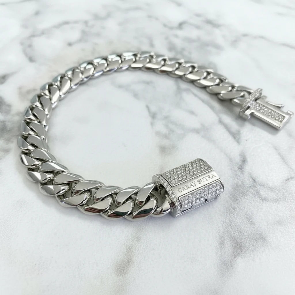 RARE PRINCE by CARAT SUTRA | Solid 16mm Miami Cuban Link Bracelet with Iced Lock | 22kt Gold Micron Plated on 925 Sterling Silver Bracelet with AAA+ Quality Swarovski Diamonds | Men's Jewelry | With Certificate of Authenticity and 925 Hallmark - Image 2