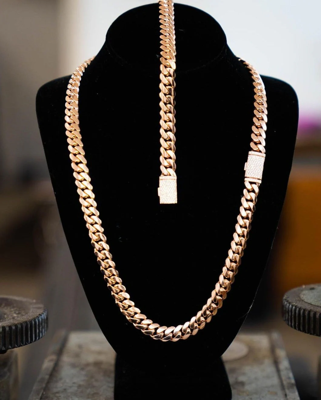 RARE PRINCE by CARAT SUTRA | Solid 12mm Miami Cuban Link Chain with Iced Lock | 22kt Gold Micron Plated on 925 Sterling Silver Chain with AAA+ Quality Swarovski Diamonds | Men's Jewelry | With Certificate of Authenticity and 925 Hallmark - Image 3