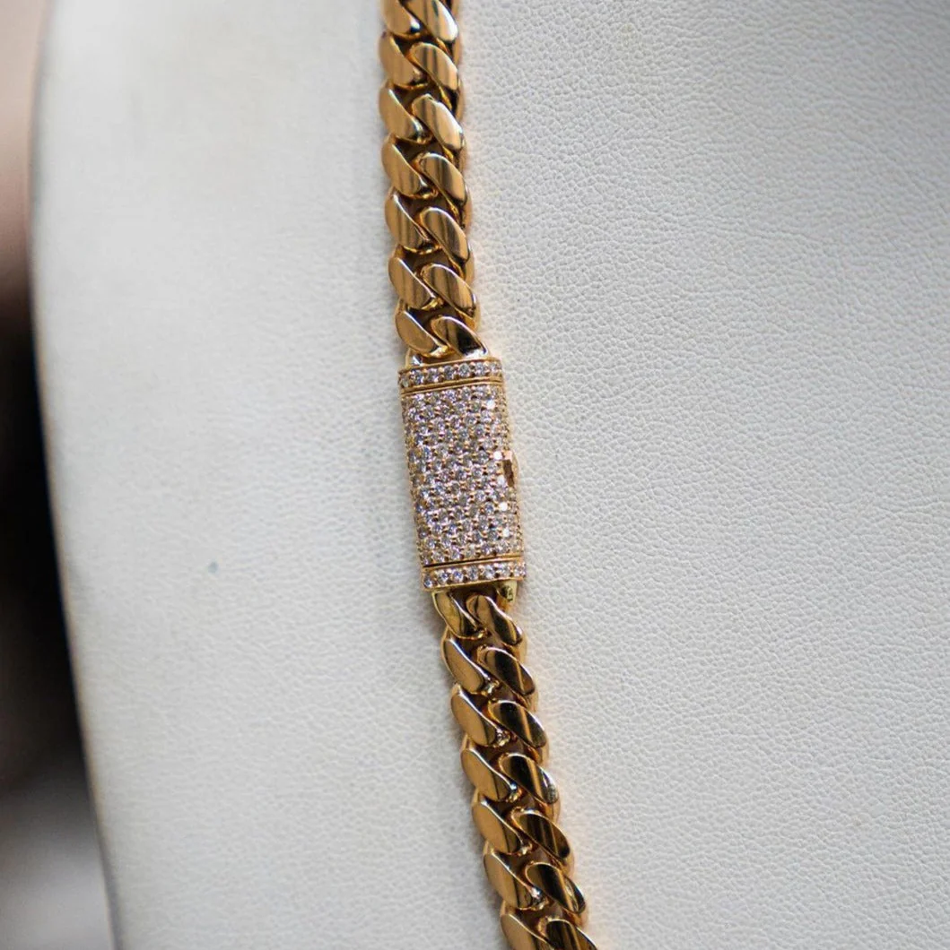RARE PRINCE by CARAT SUTRA | Solid 12mm Miami Cuban Link Chain with Iced Lock | 22kt Gold Micron Plated on 925 Sterling Silver Chain with AAA+ Quality Swarovski Diamonds | Men's Jewelry | With Certificate of Authenticity and 925 Hallmark - Image 4